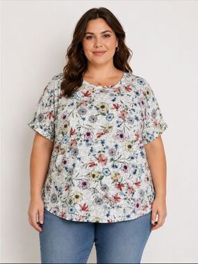 🎉5 for $45🎉 Cato floral top blouse shirt size 22W/24W
